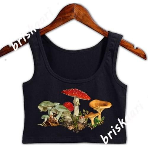 Mushroom Cottagecore Mycology Shrooms Aesthetic Crop Top Cute Sleeveless Top Spring Pattern S-XXL Customize Fashion Female Vest