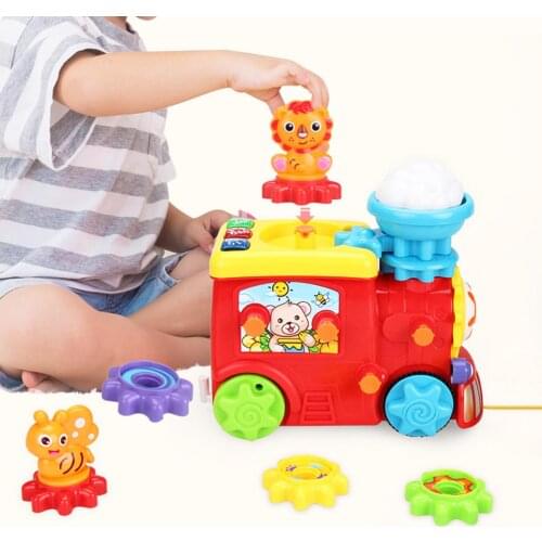 Toys Gift For Children Cartoon Animal Train Gear Splicing DIY Assembly Educational Toy Kids Gift Set