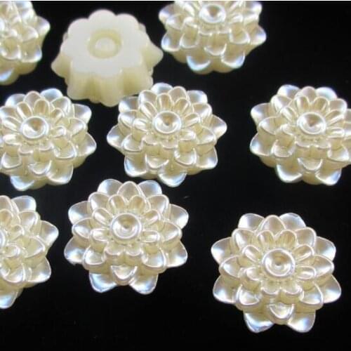 ABS Imitation Pearl White Color flower 20mm DIY Half Round Simulated Pearl Bead Flat Back HandCraft Accessories DIY