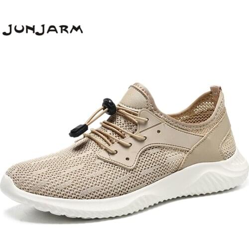 JUNJARM Summer New Breathable Mesh Men Sneakers High Quality Running Casual Shoes Lightweight Men Sports Shoes Big Size 38-46