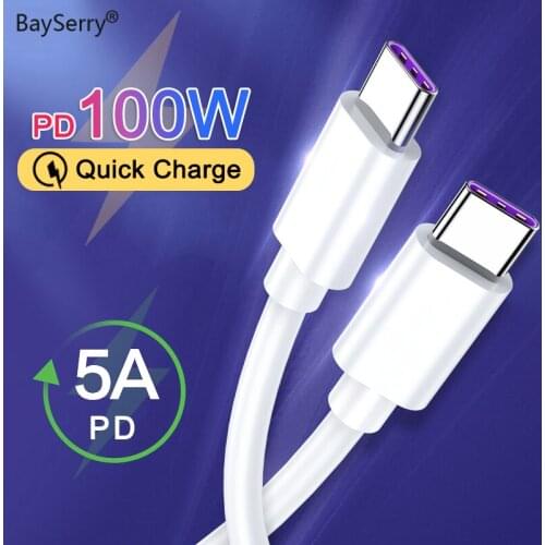 BaySerry 5A USB Type C To USB Type C Cable 100W USB-C Fast Charger PD USC-C Cable For Samsung S21 Xiaomi mi 11 Macbook Pro iPad