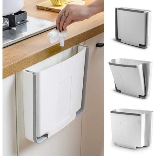 Kitchen Folding Plastic Bucket Narrow Hanging Trash Can Food Waste Bins Room Garbage Collector Bathroom Dump Household Utensils