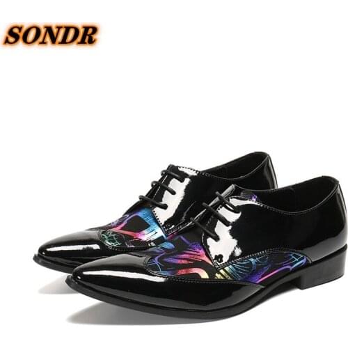 Office Men Dress Shoes Print Men Formal Genuine Leather Lace Up Fashion Wedding Dress Shoes Men Oxford Shoes Zapato De Boda