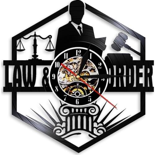 Courtroom Decor Scales of Justice Lawyer Office Attorney Wall Clock Vintage Vinyl Record Wall Clock Best Gift For Lawyer