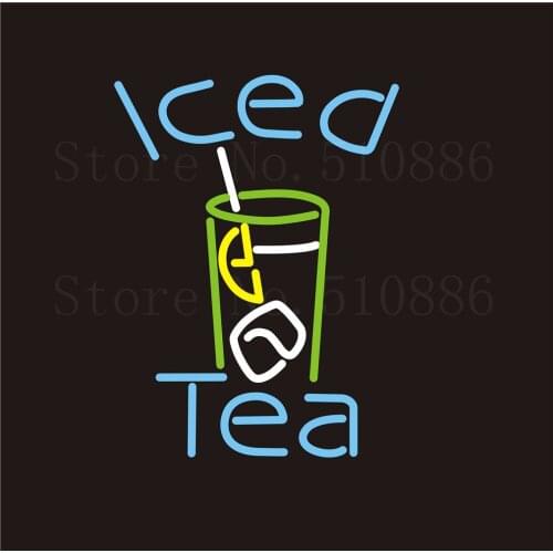 NEON Sign Iced Tea Drink Real GLASS Tube Bar Food Club PUB Restaurant Signboard Display Store Shop Light Custom 17*14"