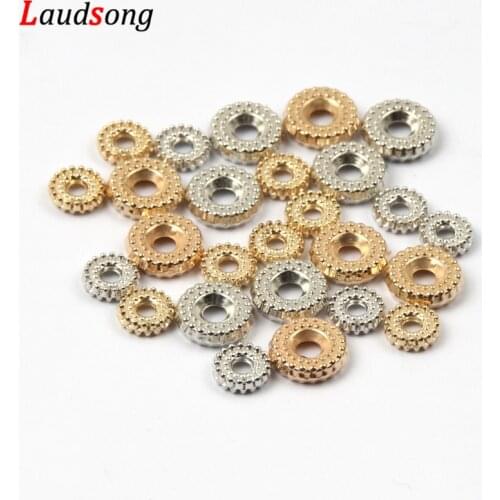 200Pcs 6 8mm Mixed Gold Rhodium CCB Flat Round Wheel Spacer Beads Loose Plastic Beads Jewelry Findings DIY For Jewelry Making
