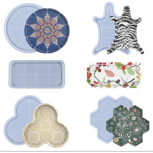 DIY Crystal Epoxy Mold Various Creative and Practical Tray Bottom Holders Home Decoration Silicone Resin Handmade Model