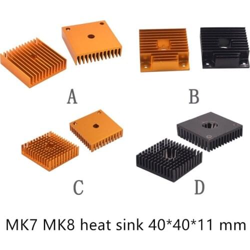 3d printer heat sink MK7 MK8 extruder aluminum block 40x40x11 mm for 4010 fan