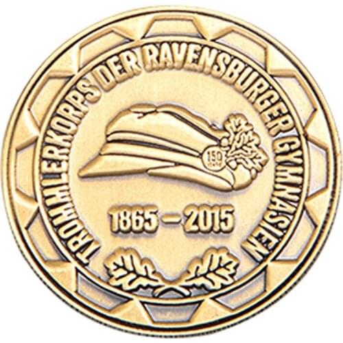 Promotional gold-plated 3D raised coin medal