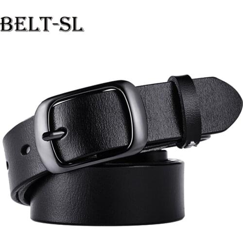 Mens genuine leather luxury brand belt high quality alloy pin buckle mens business retro youth with jeans new belt