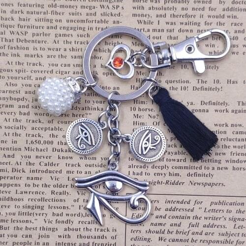 Wedjat The Eye of Horus Retro Antique Keychain Keyring National Style Tassels Jewelry Birthday Gift Drop Shipping CC023-028