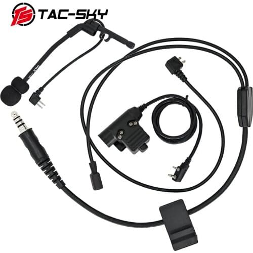 TAC-SKY tactical headset accessory Y-line long version with comtac microphone and U94 ptt for tactical shooting headset