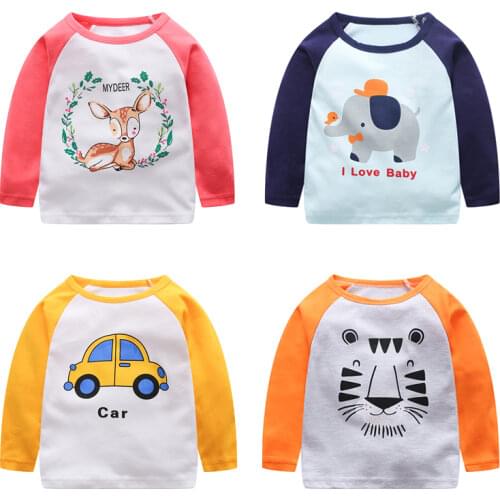 V-TREE 2020 spring t-shirts for girls long sleeve girl shirts cartoon boys t-shirt cotton children t shirts girls tops baby tees