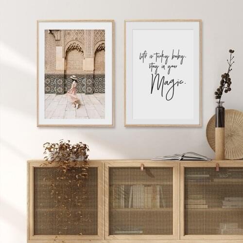 Inspiring Quotes Wall Art Pictures Boho Style Travel Girl Canvas Painting Interior Home Decoration Posters And Prints For Room