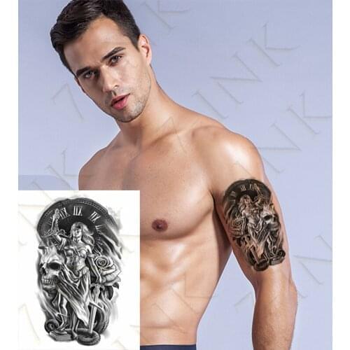 Waterproof Temporary Tattoo Sticker Liberty Warrior Demon Skeleton Rose Tatto Stickers Flash Tatoo Fake Tattoos for Men Women