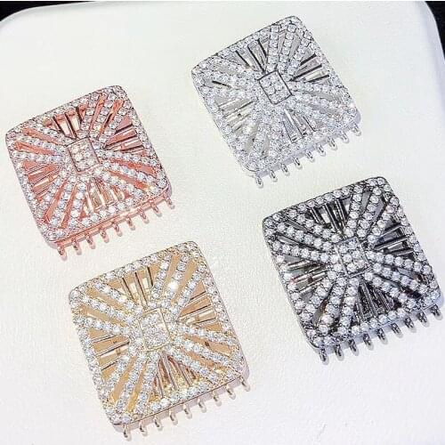 25mm Womens High Qualit Square CZ-inlaid Pearl Bracelet Buckle, necklace buckle, sweater chain connection buckle