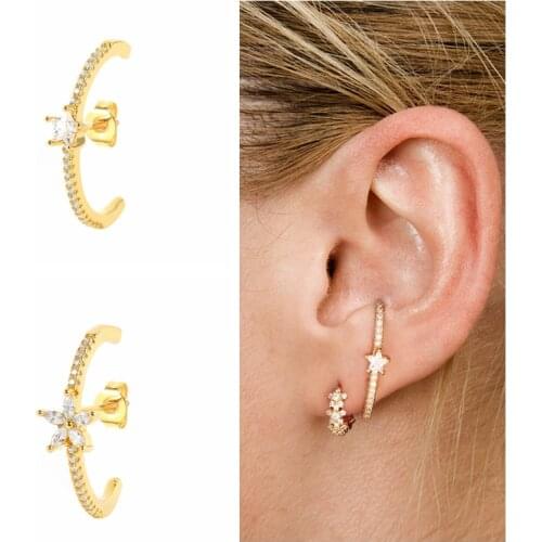 Viny Horse Eye Zircon Earrings Curved Lines Earrings For Women 925 Sterling Silver Piercing Stud Earrings Pendientes Jewelry