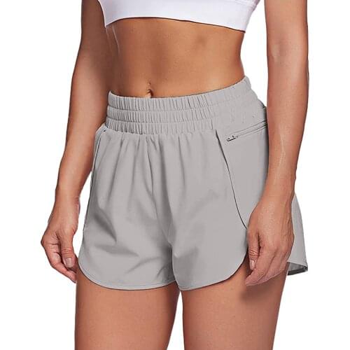 Sports Shorts Women Summer 2021 Solid Color Anti-emptied Skinny Shorts Casual Elastic High Waist Beach Workout Pockets Short P5
