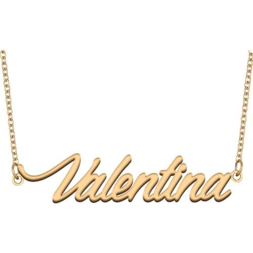 Valentina Name Necklace for Women Stainless Steel Jewelry 18k Gold Plated Nameplate Pendant Femme Mother Girlfriend Gift