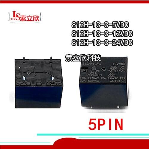 10PCS/LOT 100% New Relay 812H-1C-C-12VDC 812H-1C-C-24VDC 812H-1C-C-5VDC 812H 1C C 12V 812H-1C-C DC24V 5PINS 12A 5V 12V 24V