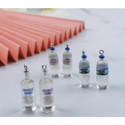 10pcs Water Bottle Charms 3D Resin Vodka Earring Pendants Findings KeyChain Necklace Pendant DIY Decor Jewelry Accessories Craft