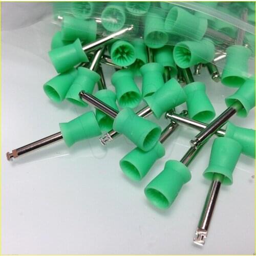 100pcs Dental Prophy Cup Rubber Polish Brush Polishing Tooth Latch Type Polisher green