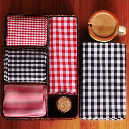 Sewing Tailoring Materials Black and White Red and White Plaid Cotton Pure Cotton Fabric Shirt Dress Children Clothing Fabric