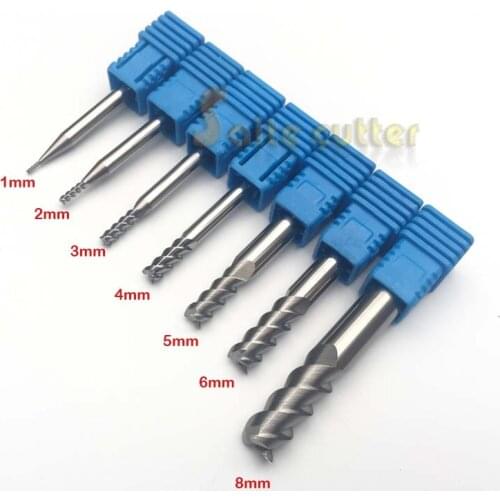 Three 3 Flute 3f Aluminum Cutters End Mill Tool Cutting Bit CNC Router Engraving HRC55 Tungsten Solid Carbide 1,2,3,4,5,6,8MM