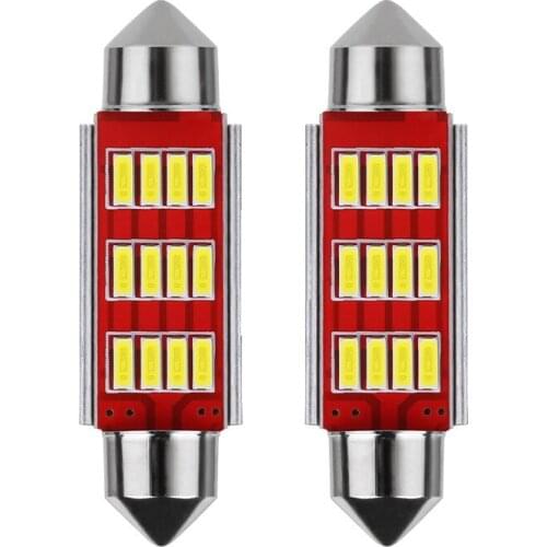 5PCS Festoon LED Bulb Light 31mm 36mm 39mm 41mm NO Error Auto Light 12SMD 4014 LED Car Interior Dome Reading Lamp Bulb White 12V