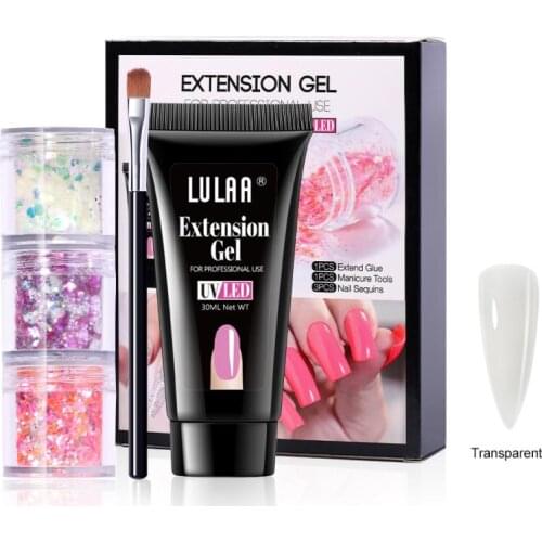 5 PCS/Set Nail Extension Gel Kit Crystal Glitter Sequin Free Paper Holder Solid Nail Gel For Nails Extension Nail Art Manicure