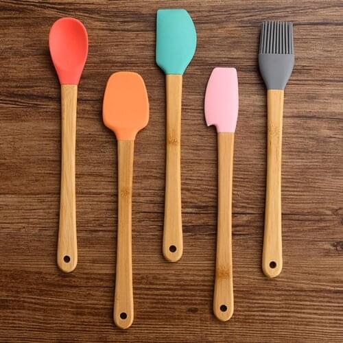 5Pcs/Set Small Silicone Spatula Brush Home Kitchen Heat Resistant Cookie pastry scraper cake baking cooking Tools spatula