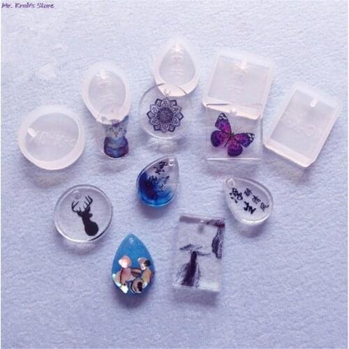 5pcs Silicone Mold Necklace Pendant Resin Jewelry Making Mould DIY Hand Craft resin molds for Jewelry