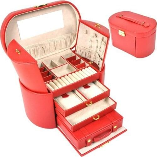 Free shipping with independent small bag earrings necklaces pendants red jewelry gift box Elliptic 4 floor space jewelry box