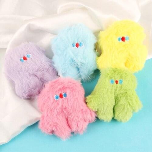 Cartoon Plush Stupid Doll Key Ring Mobile Phone Key Chain Soft Artificial Rex Rabbit Hair Ball Car Key Ring Bag Pendant Keychain