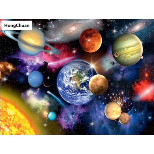Fast Delivery Colorful Planet 5D DIY Square/Round Diamond Painting Mosaic Cross Stitch Home Decoration Mural New Year Gift