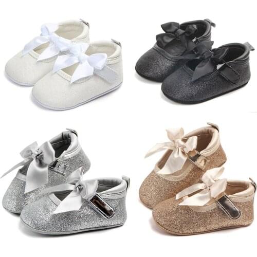 Baby First Walkers Clothing Baby Shoes Newborn Infant Pram Girls Princess Moccasins Bowknot Solid Soft Shoes