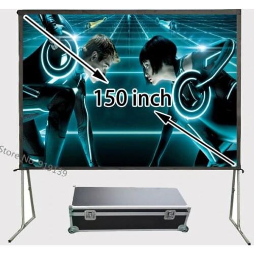Huge HD Screen 150 Inch 4:3 Foldable Outdoor Front Projection Movie Projector Screens With Carry Flight Case For Outdoor Display