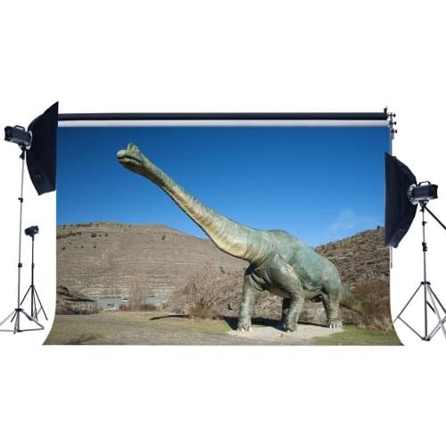 Dinosaur Backdrop Jurassic Period Nature Landscape Mountain Blue Sky Cartoon Photography Background