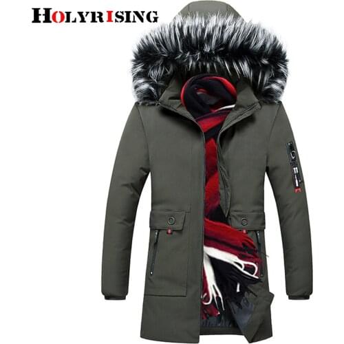 Holyrising luxury men parka warm пальто осень hooded fluffy casaco de pele windproof male coats thick soft kurtka pikowana 19346
