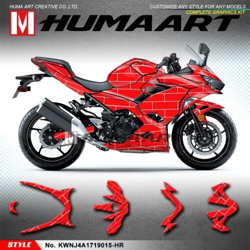 HUMAART Custom Graphics Sport Bike Sticker Kit for Ninja 400 ABS 2017 2018 2019 2020 2021, Red
