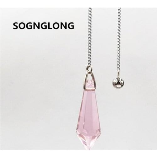 Reiki Healing Glass Pendulum Natural Quartz Pendant Hexagon Prism Reiki Pendulum Pendant Amulet Balancing Charms Jewelry