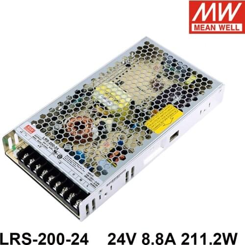 Mean Well LRS-200-24 110V/220V AC TO DC 24V 8.8A 211.2W Single Output Switching Power Supply MEANWELL Enclosed Type SMPS
