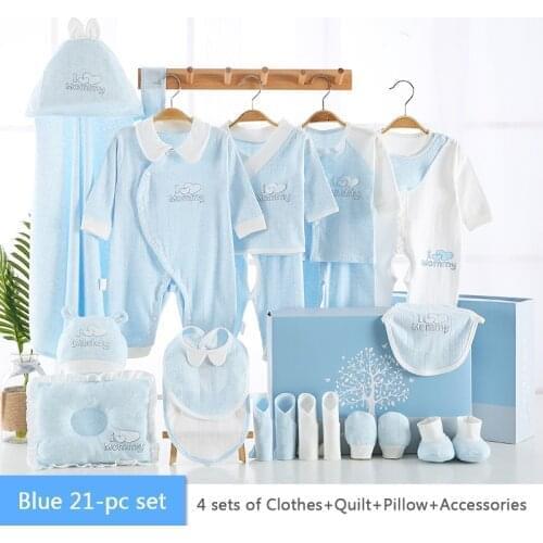 Top 21Pcs /18Pcs Newborn Baby Rompers Infant Pure Cotton Gift Baby Clothes Sets Baby I Love Mommy Newborn Gift Underwear Suits