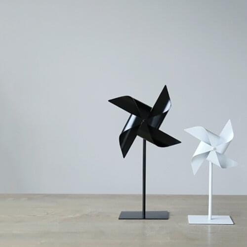 Wrought iron rotating windmill ornaments living room childrens study geometric origami metal small decorations