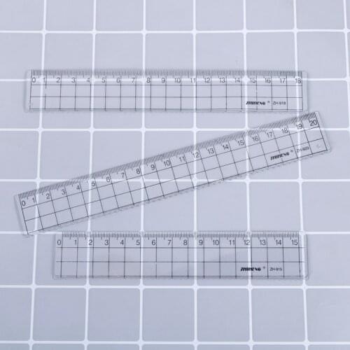 1pcs 15cm 18cm 20cm Transparent Simple Ruler Plastic Square Ruler Cute Learning Stationery Drawing School Supplies