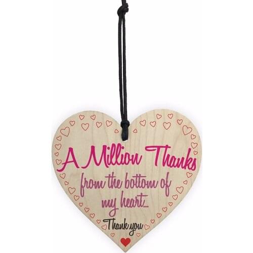 Meijiafei A Million Thanks From My Heart Wooden Hanging Thank You Friendship Love Sign