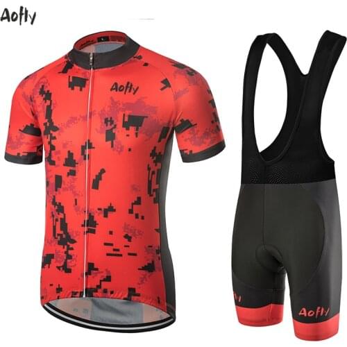 Aofly Men Breathable Cycling Jersey Summer Mtb Jersey Camisa Ciclismo Lycra Bike Jersey Short Sleeve Maillot Ciclismo Red 9D Ped