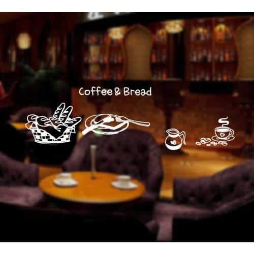 Coffee Shop Sticker Decal Cafe Cup Vinyl Art Wall Decals Decor Decoration Break Coffee Glass Decals CAFE1026