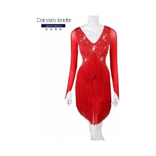 2020 New red black latin dress salsa tango dresss fringe latin dress Costume Stage dress custom DS singer stage dress