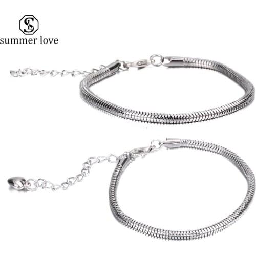 Simple Style Snake Chain Women Men Bracelet Fashion Heart Charm Bracelets Bangles Jewelry Accesorios Mujer Wholesale